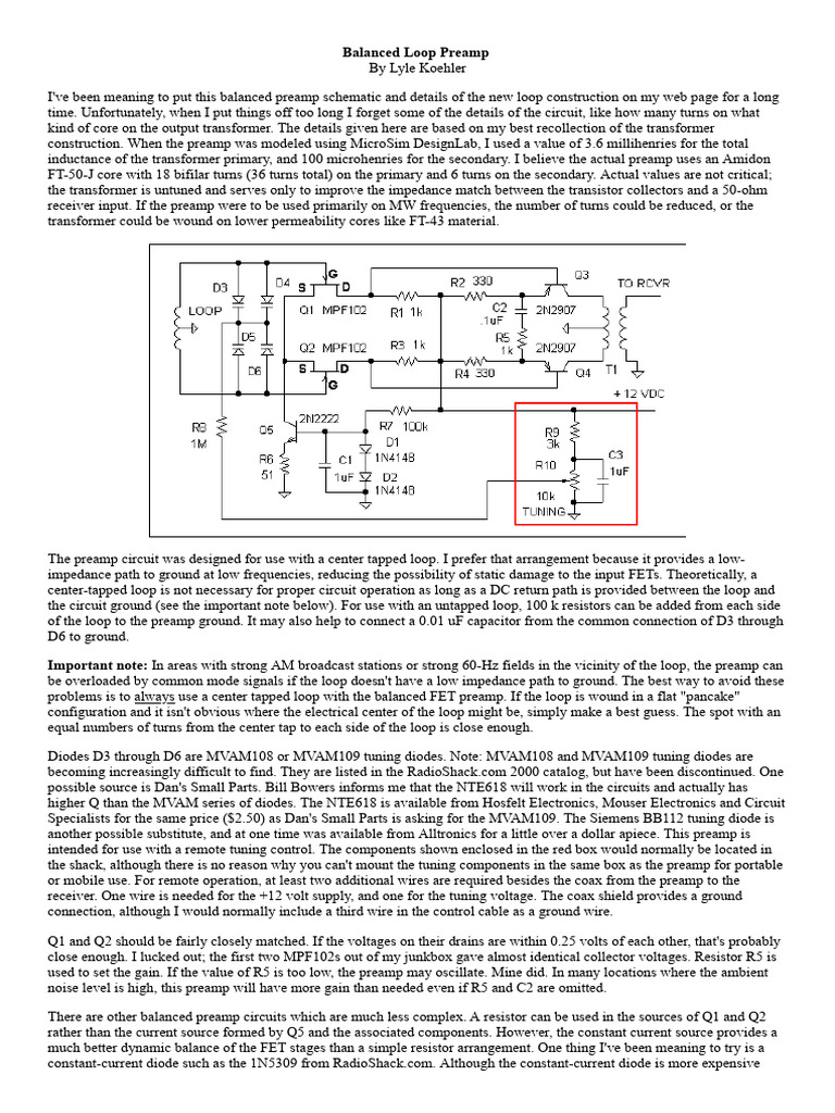 Balanced Loop Preamp Design Guide | PDF | Electricity | Computer ...