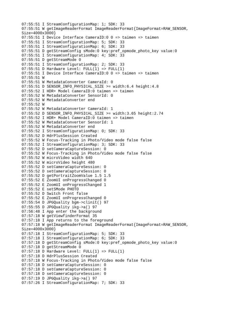 Camera Configuration Log Analysis | PDF | Software Development Kit ...