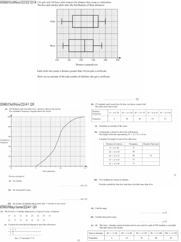 E Maths Statistics Past Paper Questions | PDF