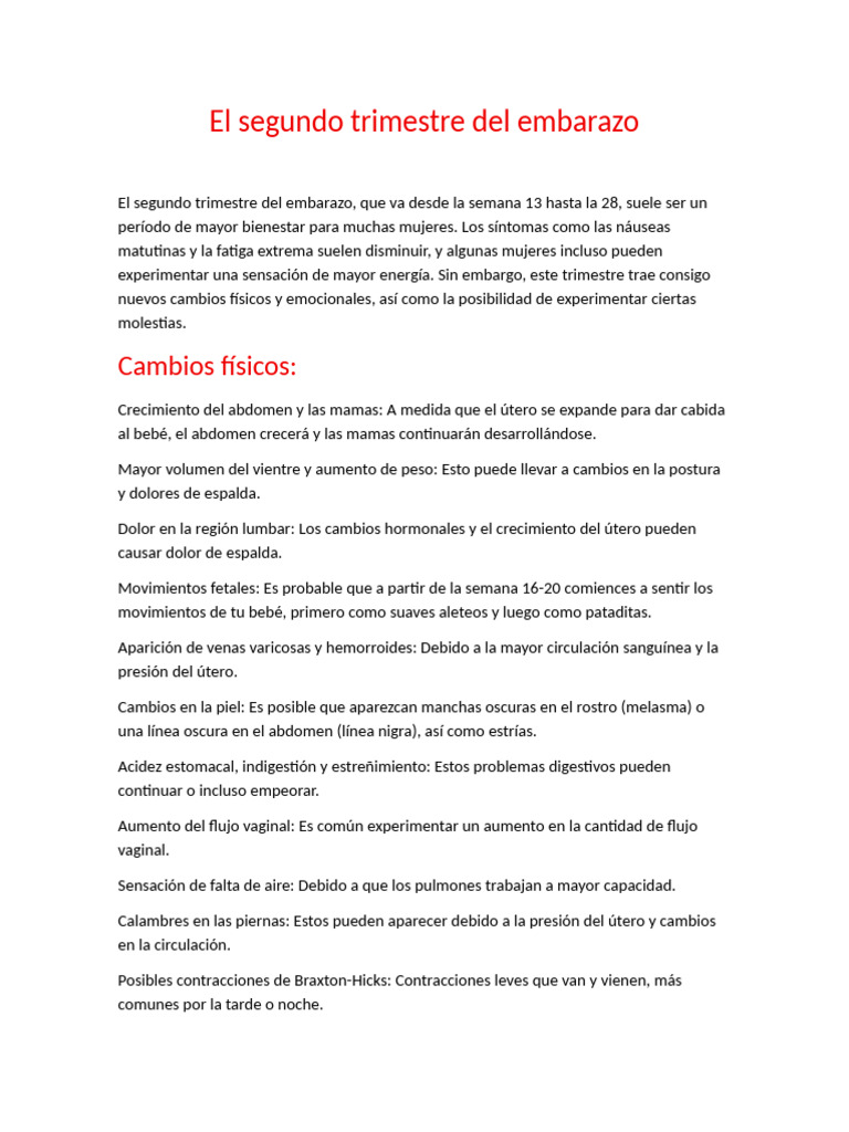 El Segundo Trimestre Del Embarazo | PDF | El embarazo | Diabetes