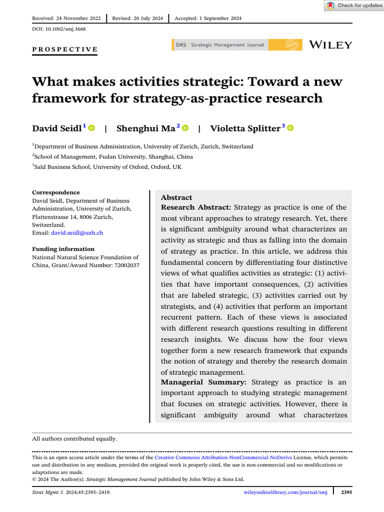 New Framework for Strategic Activities | PDF | Strategic Management ...