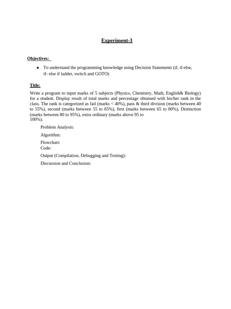 Student Marks Evaluation Program | PDF