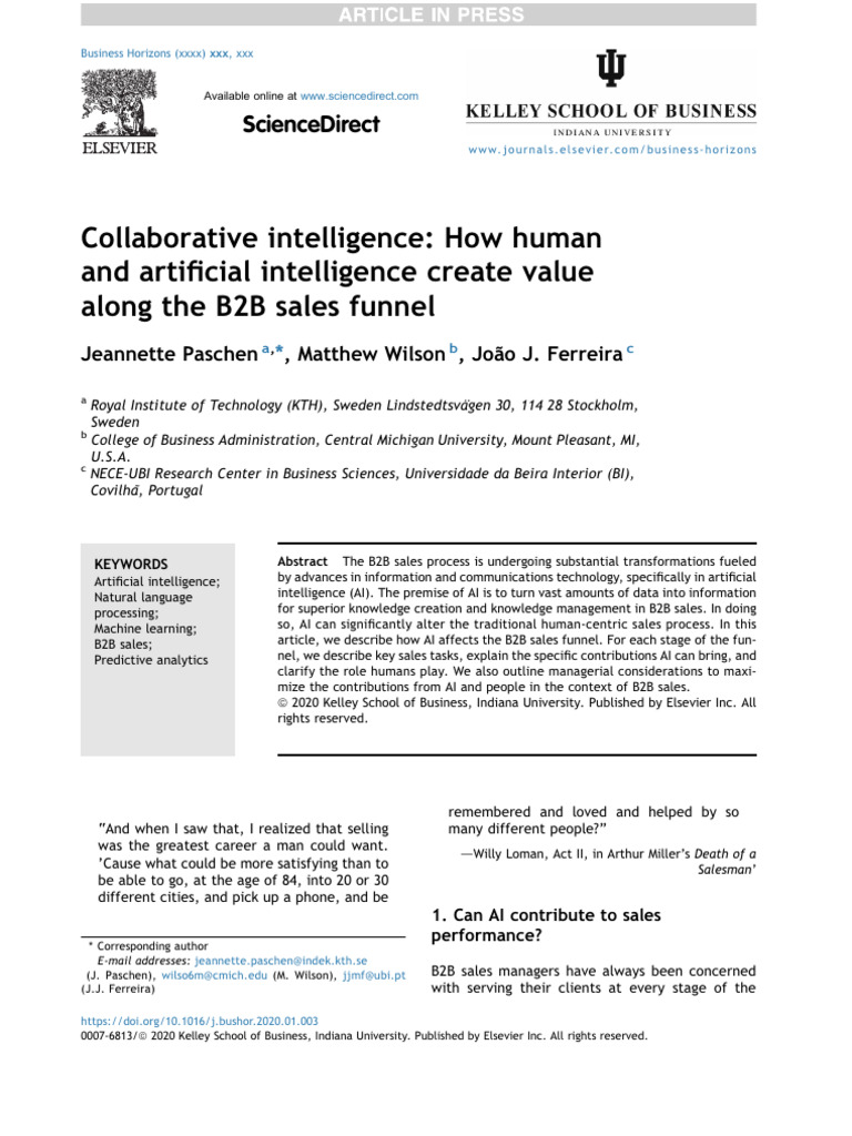 AI's Role in B2B Sales Transformation | PDF | Artificial Intelligence ...