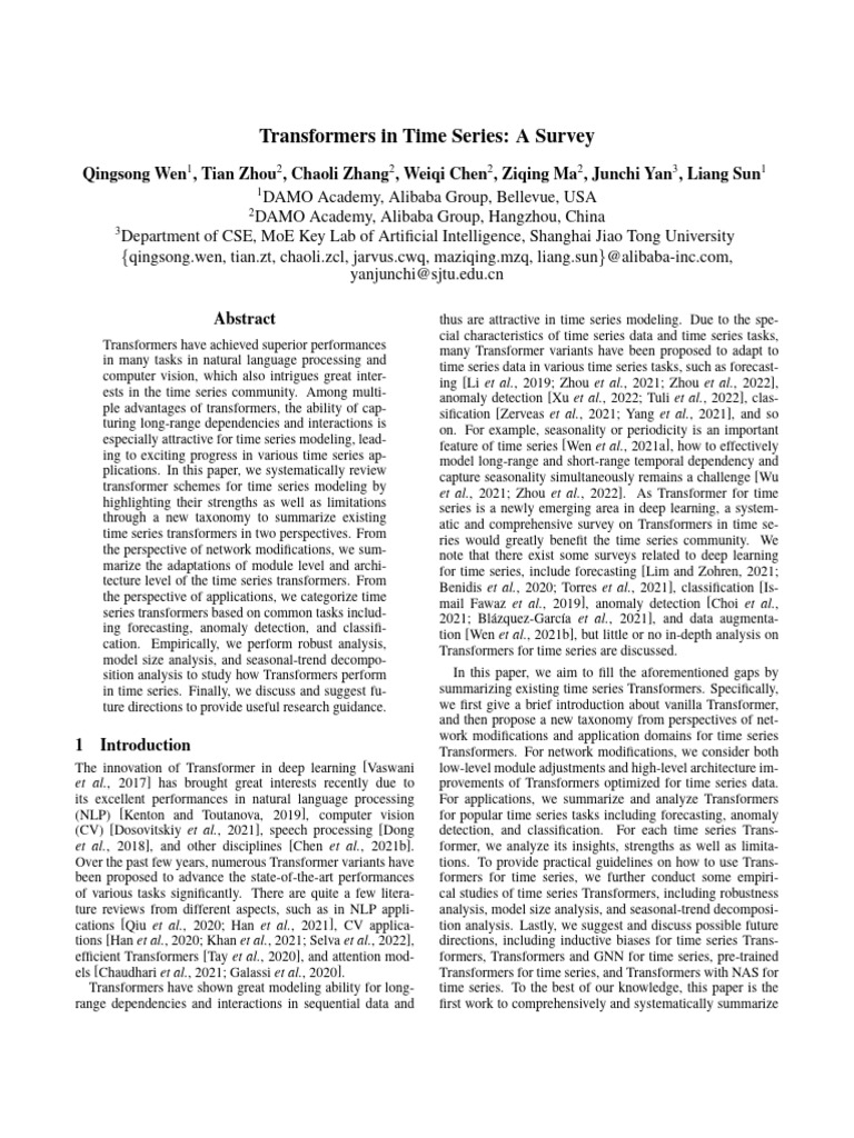 Survey of Transformers in Time Series | PDF | Time Series | Cognition