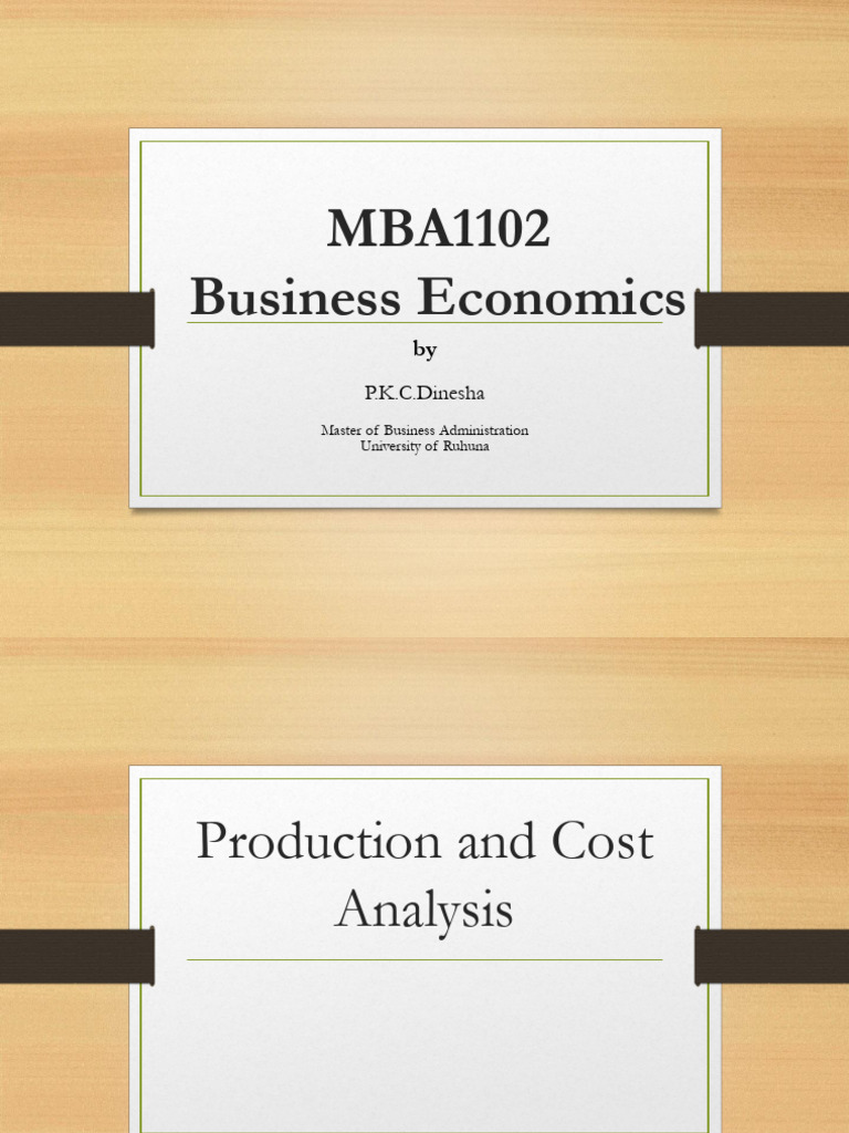Production and Cost Analysis in Economics | PDF | Marginal Cost ...