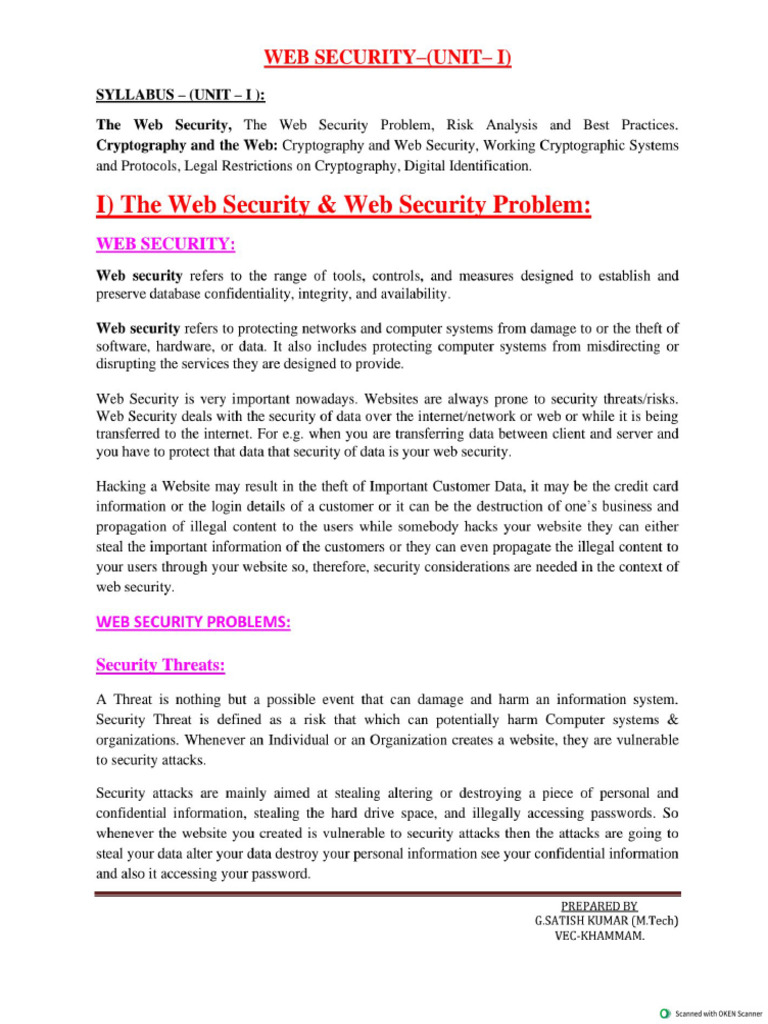 Web Security Unit - 1 Material Final | PDF