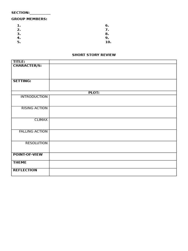 short-story-review-template-pdf