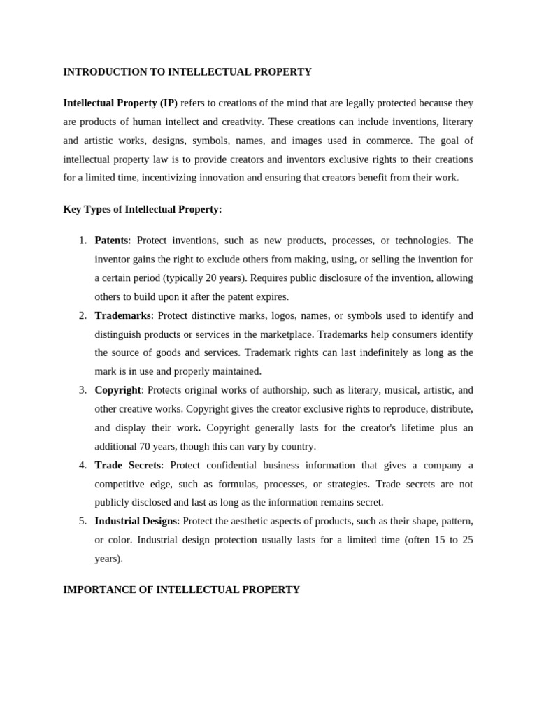 Introduction to Intellectual Property | PDF | Intellectual Property ...