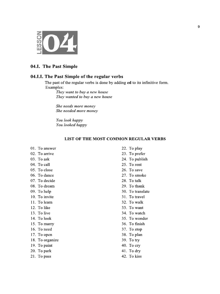 Lesson One - Past Simple | PDF