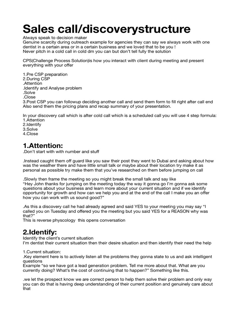 Effective Sales Call Strategies | PDF
