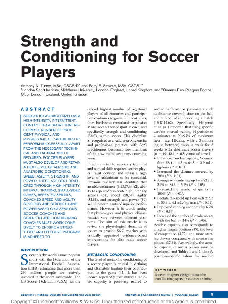 Strength and Conditioning For Soccer Players.1 | PDF | High Intensity ...