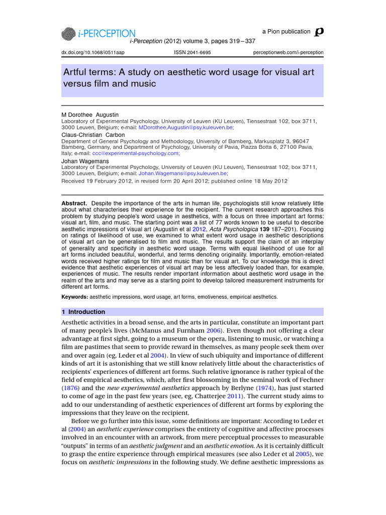2012 Artful Terms - A Study On Aesthetic Word Usage For Visual Art Vs ...