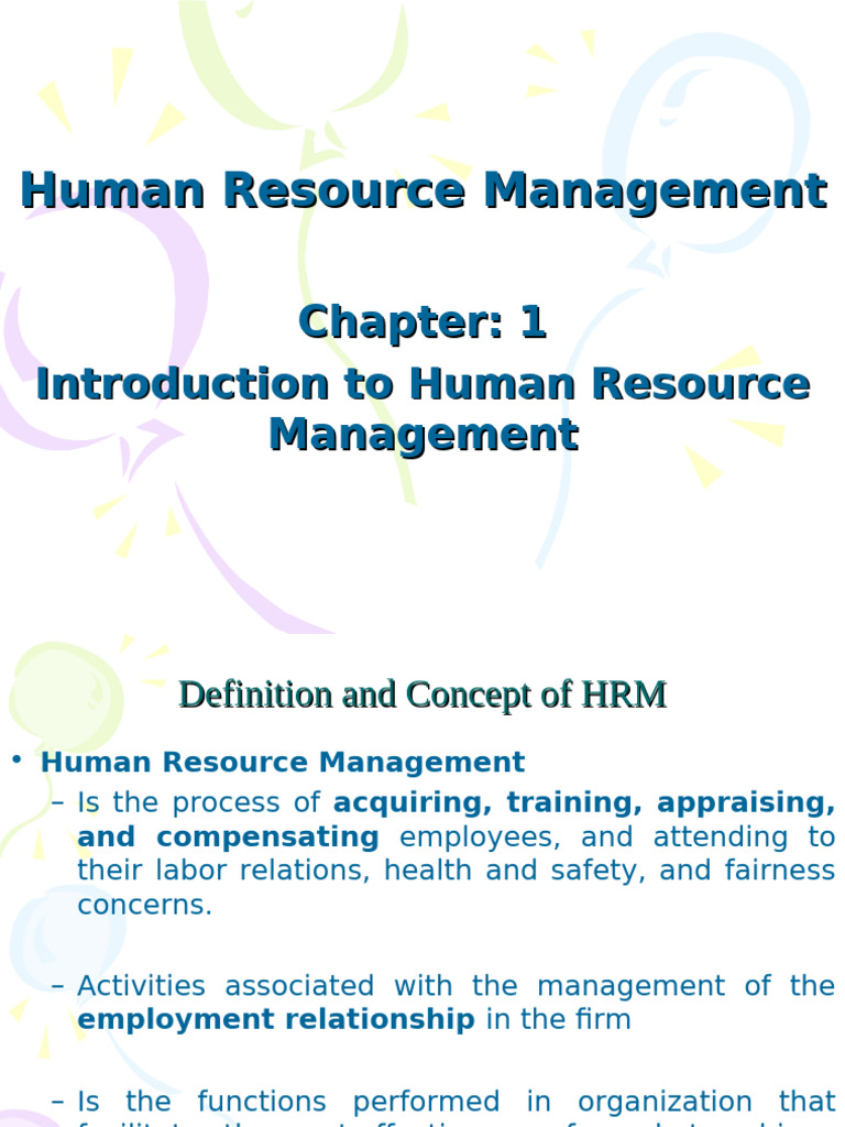 Introduction to Human Resource Management | PDF | Human Resource ...