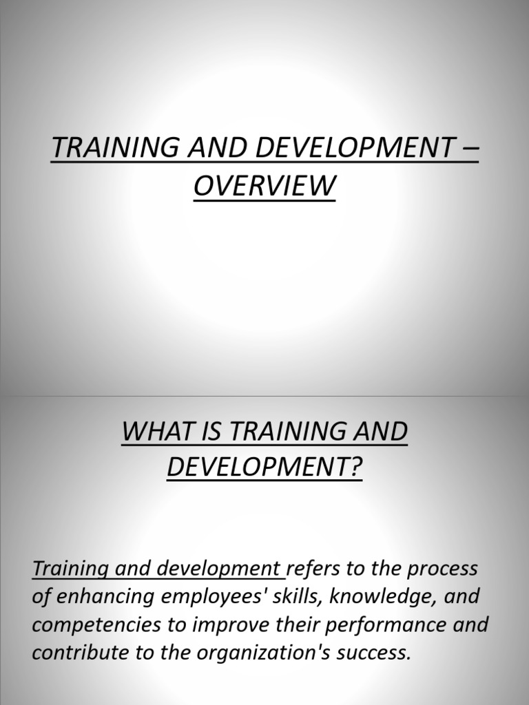 Training and Development Overview | PDF | Mentorship | Learning