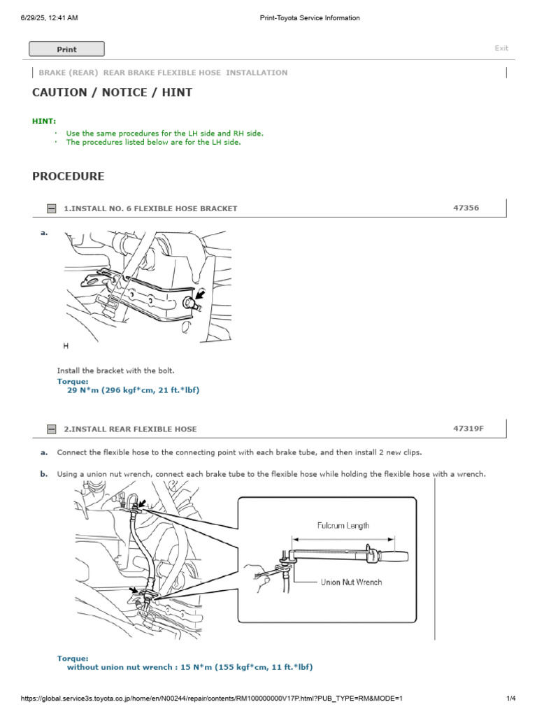 Brake (Rear) Rear Brake Flexible Hose Installation | PDF | Nut ...