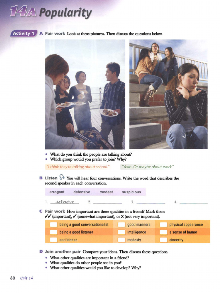Let's Talk 3 Unit 14 HW | PDF