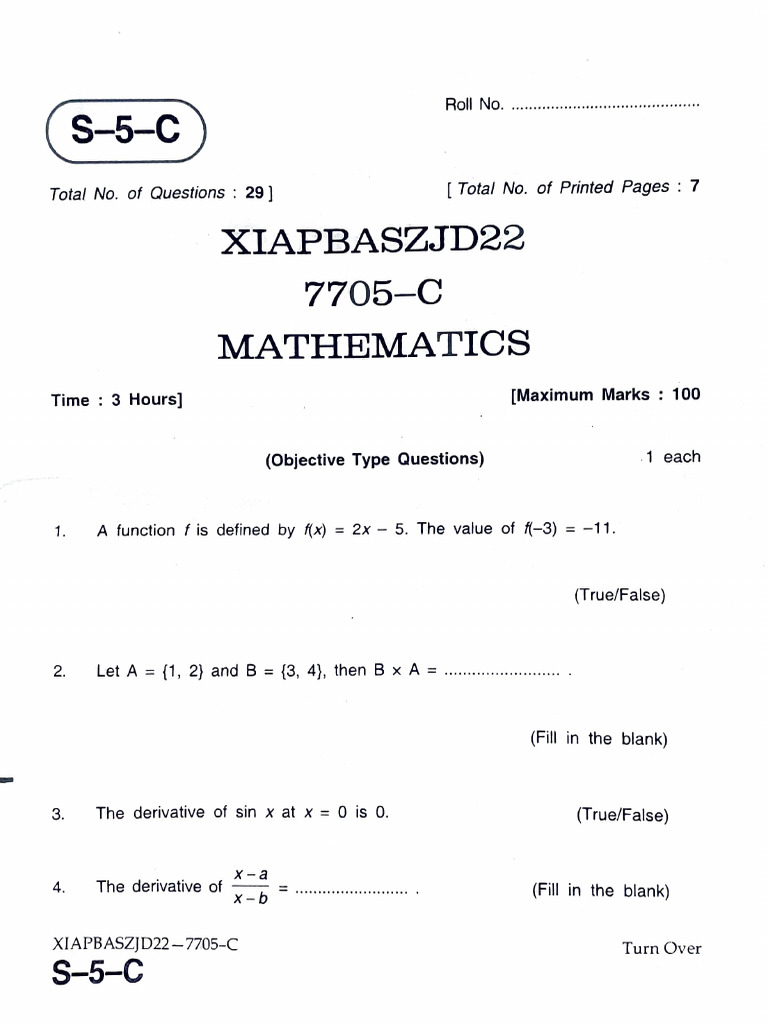 Maths 11th Set C BIANNUAL 2022 | PDF | Elementary Mathematics ...