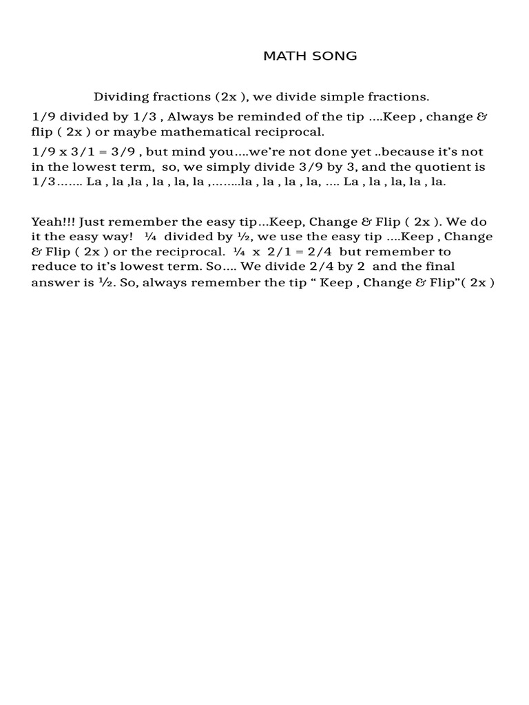 MATH SONG | PDF