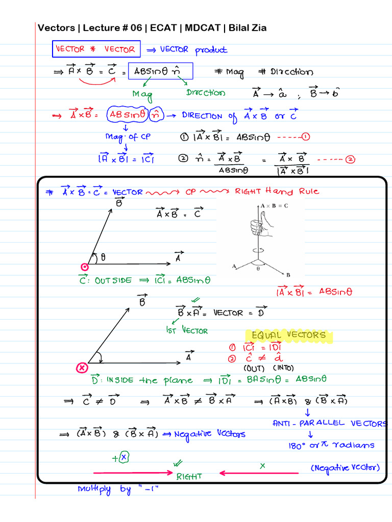 Vectors Lecture Notes for ECAT & MDCAT | PDF