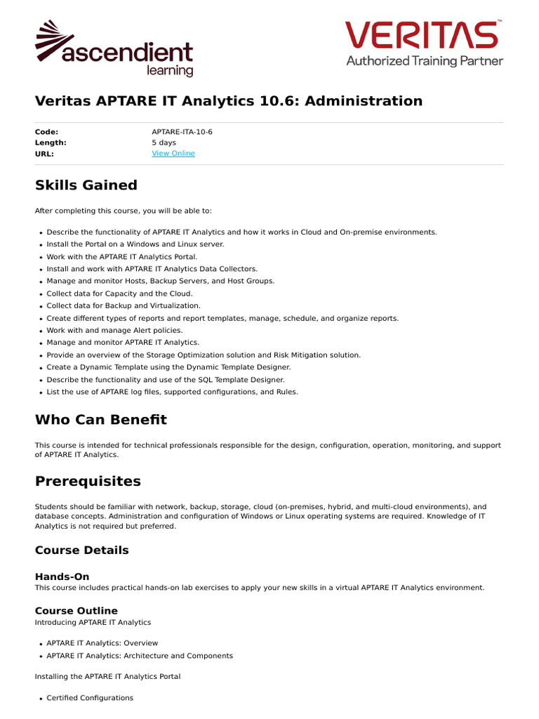 Veritas Aptare It Analytics 10 6 Administration | PDF | Cloud Computing ...