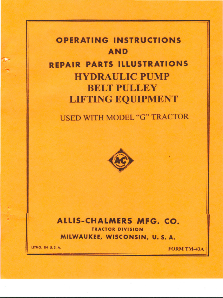Allis Chalmers B Hydraulic Pump Guide | PDF | Axle | Tractor