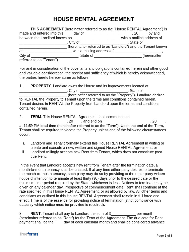 House Rental Agreement Template | PDF | Lease | Leasehold Estate