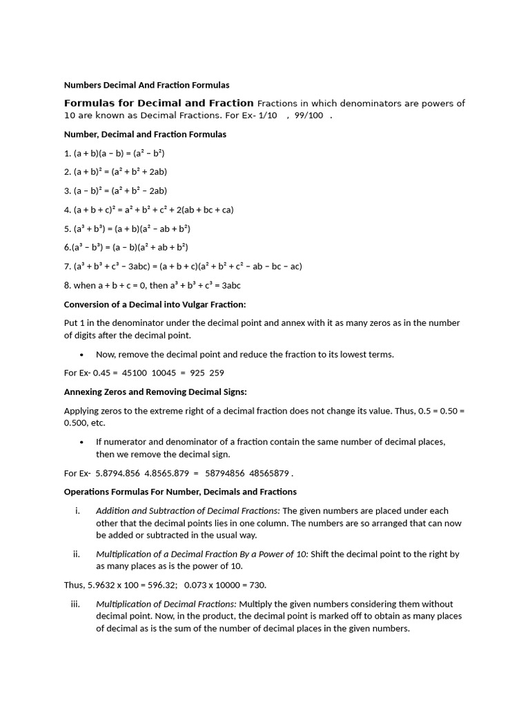 Decimal and Fraction Conversion Guide | PDF | Division (Mathematics ...