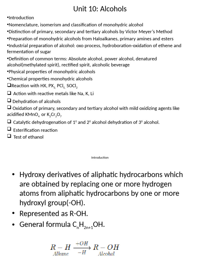 Alcohols: Types, Properties, and Production | PDF | Ethanol | Ester