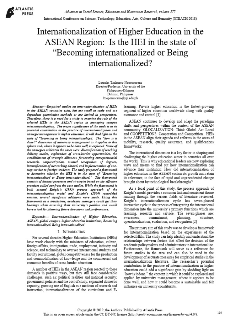 ASEAN Higher Education Internationalization Insights | PDF | Risk ...