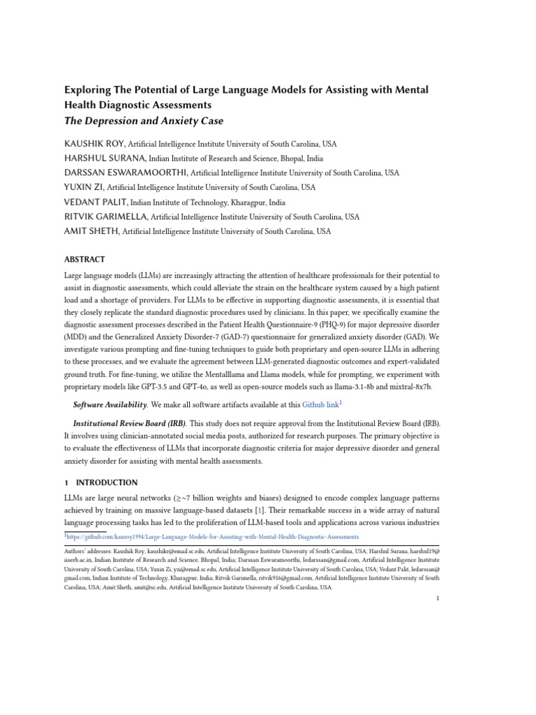 Large Language Models For Mental Health Diagnostic Assessments ...