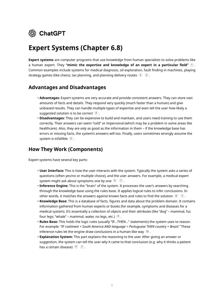 Expert Systems: Pros, Cons, and Uses | PDF | Inference | Expert