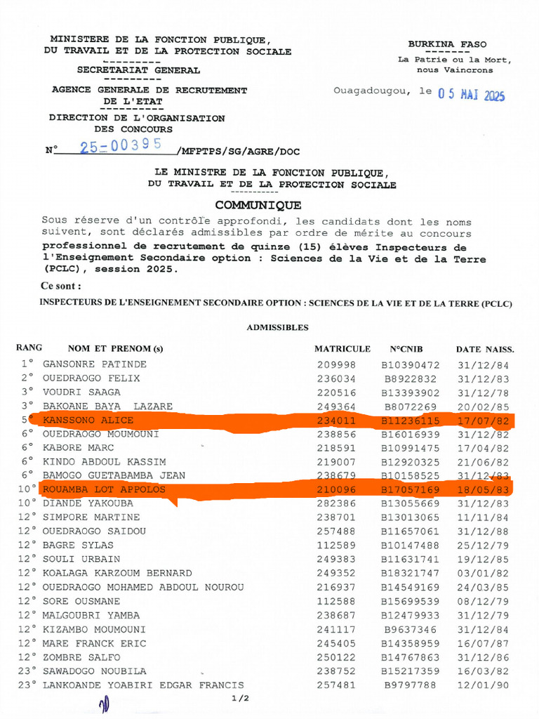 CCC Resultat CP 2025 Inspecteurs de L Enseignement Secondaire Option ...