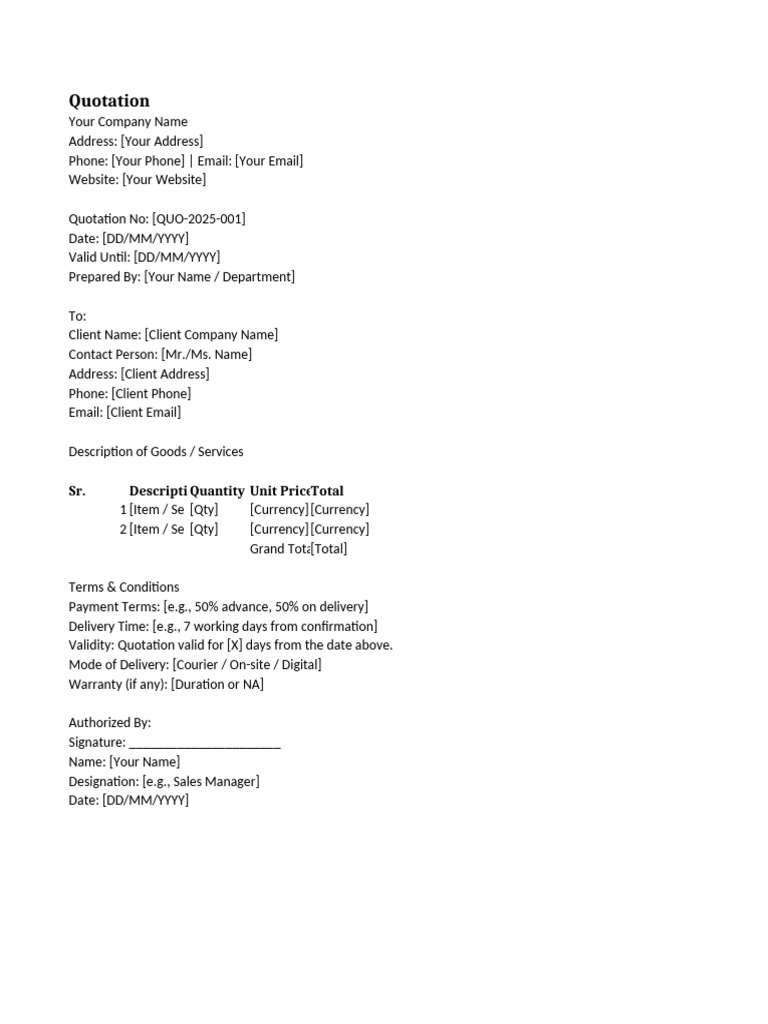 Professional Quotation Template | PDF