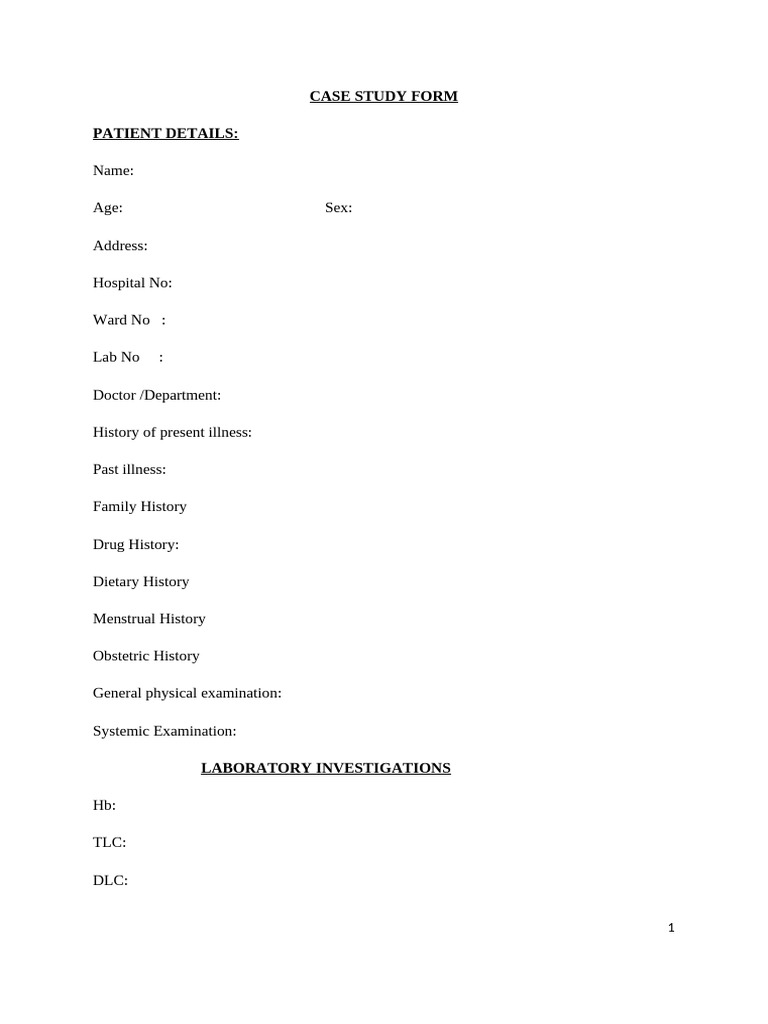 Patient Case Study Template | PDF