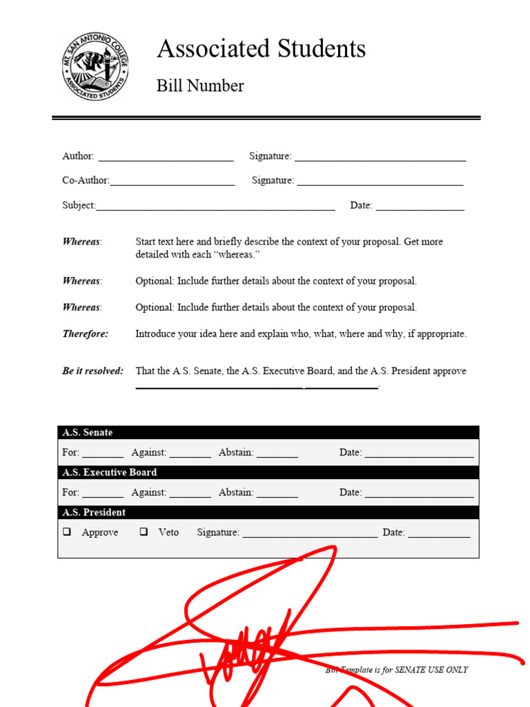Student Congress Bill Proposal Template | PDF