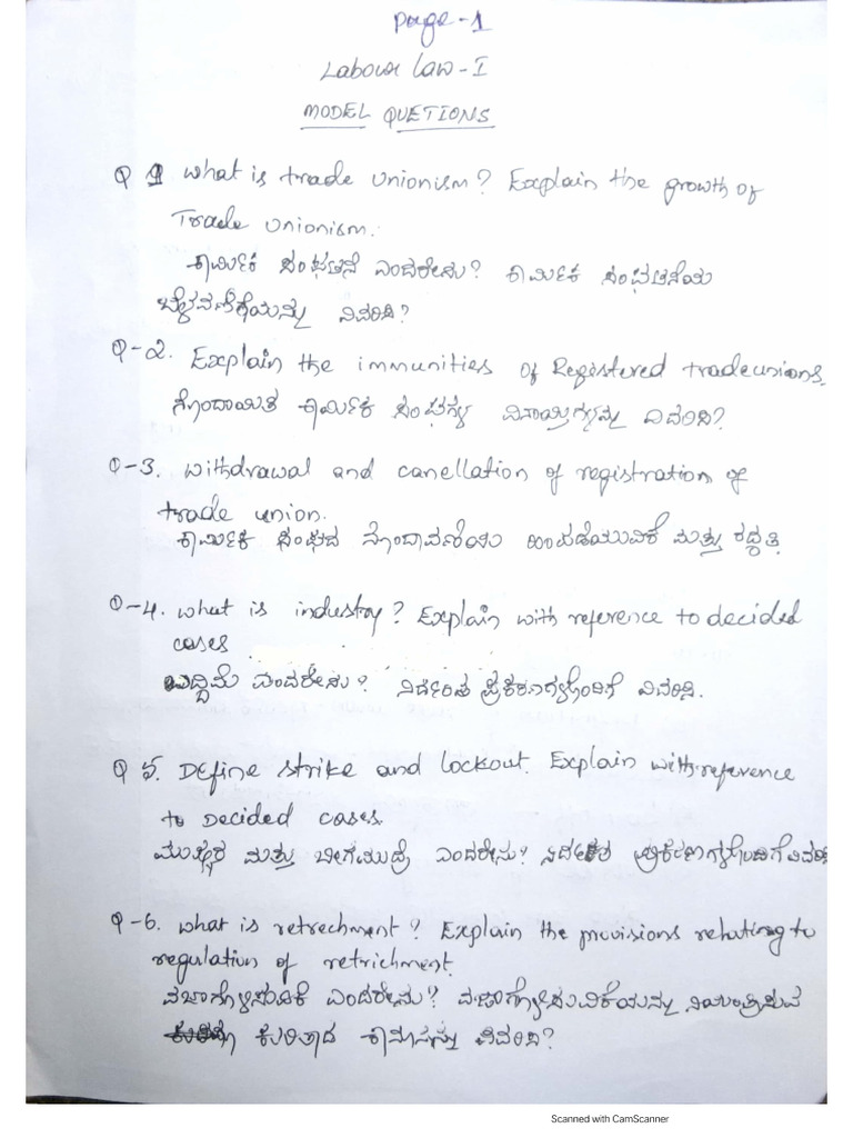 Labour Law - L Model QP | PDF