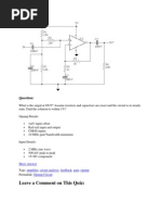 Leave A Comment On This Quiz:: Show Answer Amplifier Circuit Analysis Feedback Gain Opamp Opamp Circuit