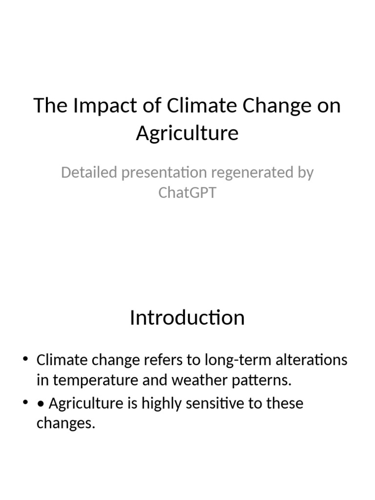 The Impact of Climate Change On Agriculture Final | PDF