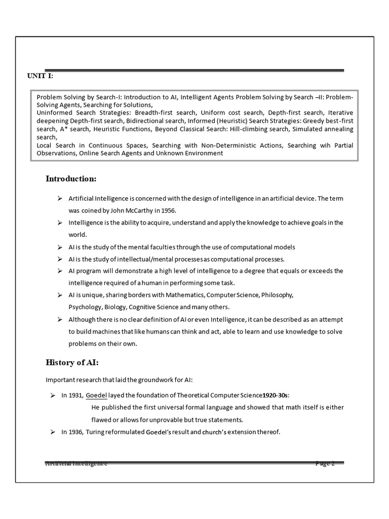 All Five Units Notes | PDF | Artificial Intelligence | Intelligence (AI ...