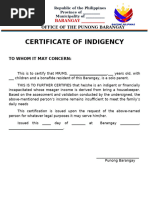 Cert. of Indigency Template | PDF