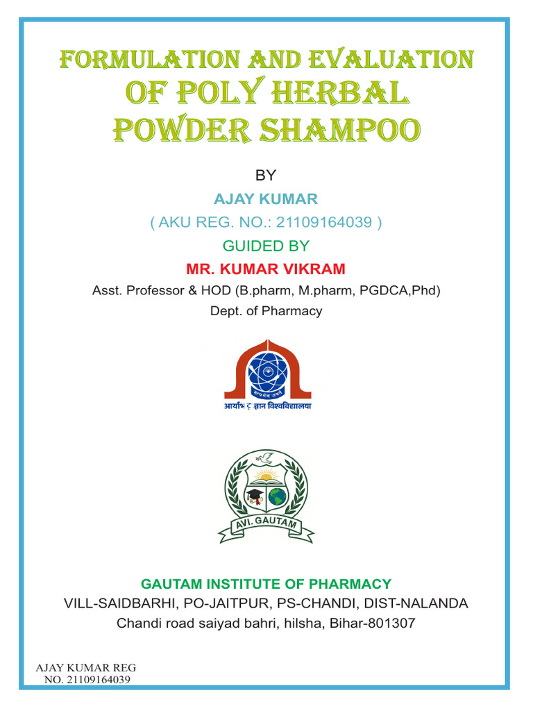 Poly Herbal Powder Shampoo Project | PDF | Shampoo | Density