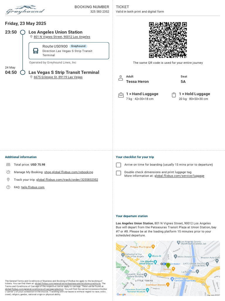 Ticket Los Angeles Ca Las Vegas NV 3255832352 | PDF | Bus Transport ...