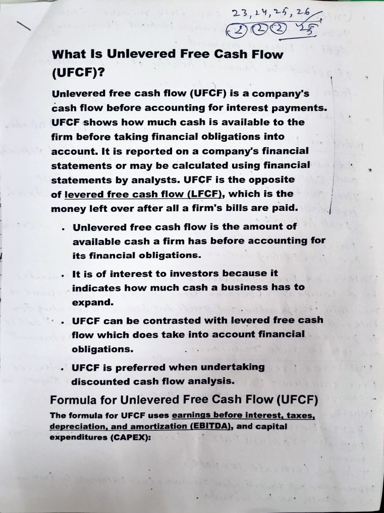 Unlevered vs Levered Free Cash Flow | PDF | Free Cash Flow | Discounted ...