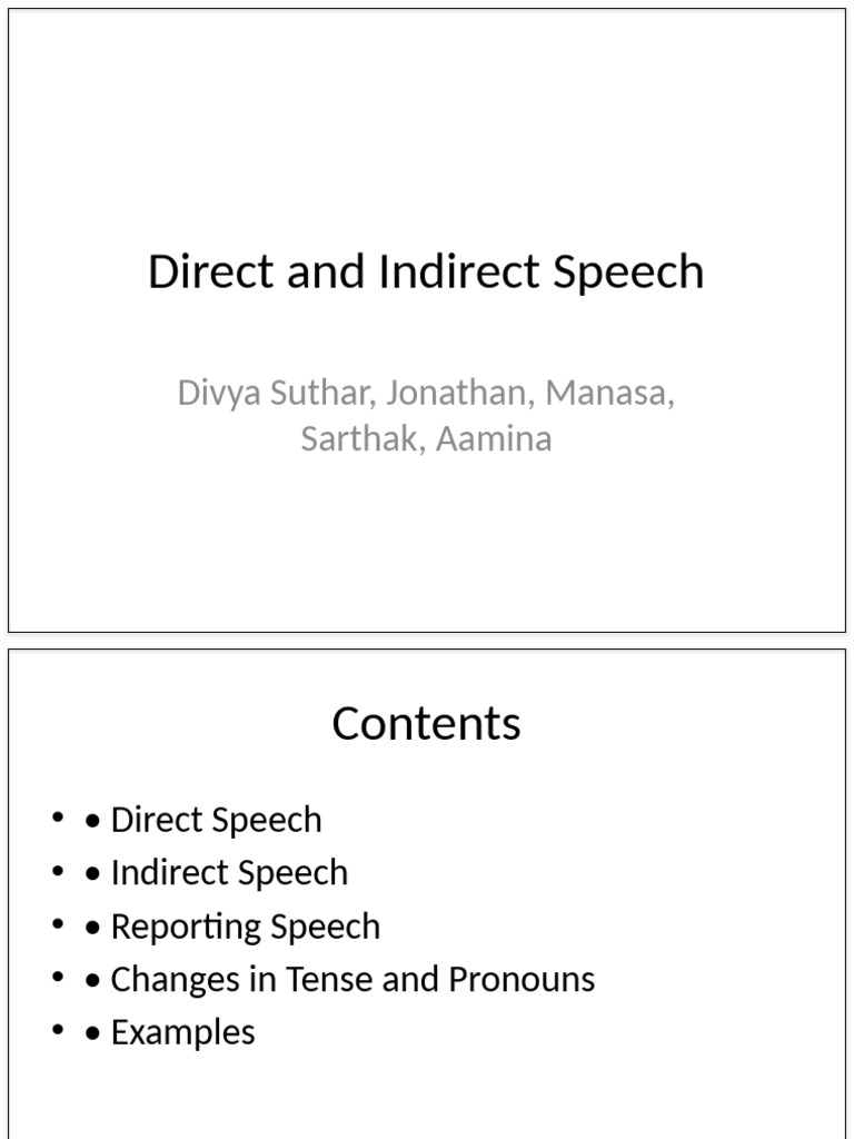 Direct and Indirect Speech Presentation | PDF