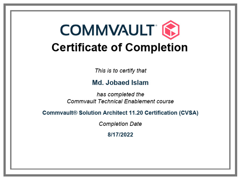 Commvault® Solution Architect 11.20 Certification (CVSA) | PDF