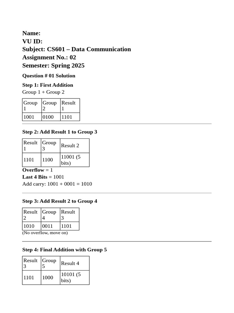 Data Communication Assignment Solutions | PDF