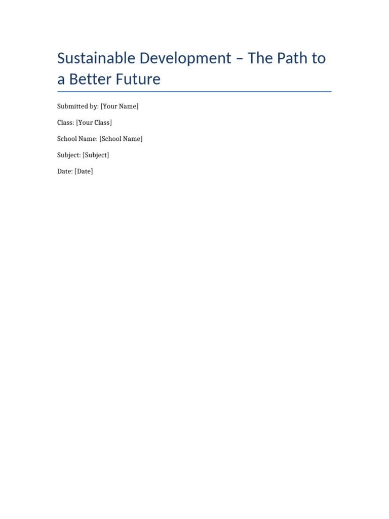 Sustainable Development for a Better Future | PDF | Sustainability ...