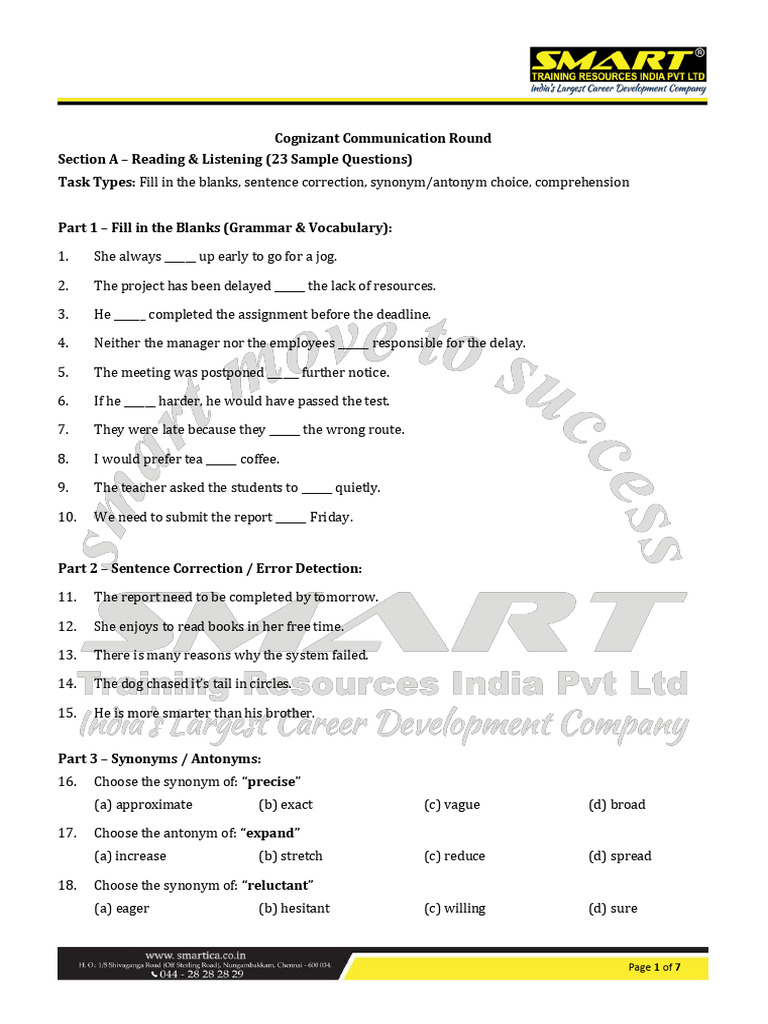 Cognizant Communication Assessment Guide | PDF | Learning | Human ...
