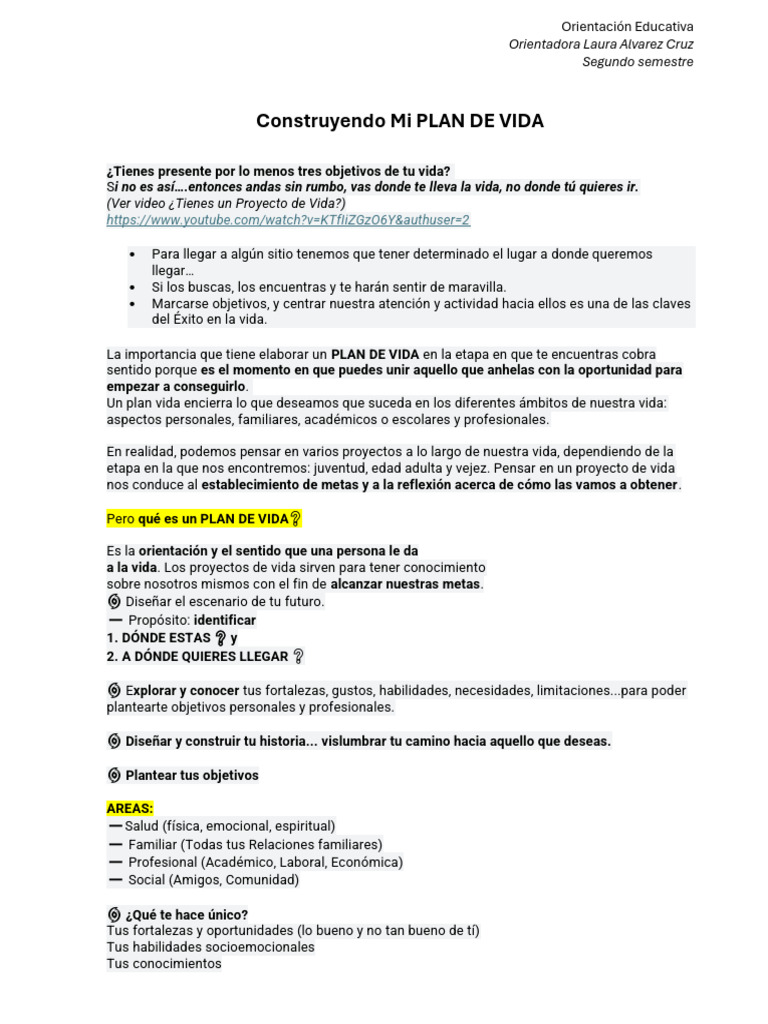 Construyendo Mi PLAN DE VIDA | PDF