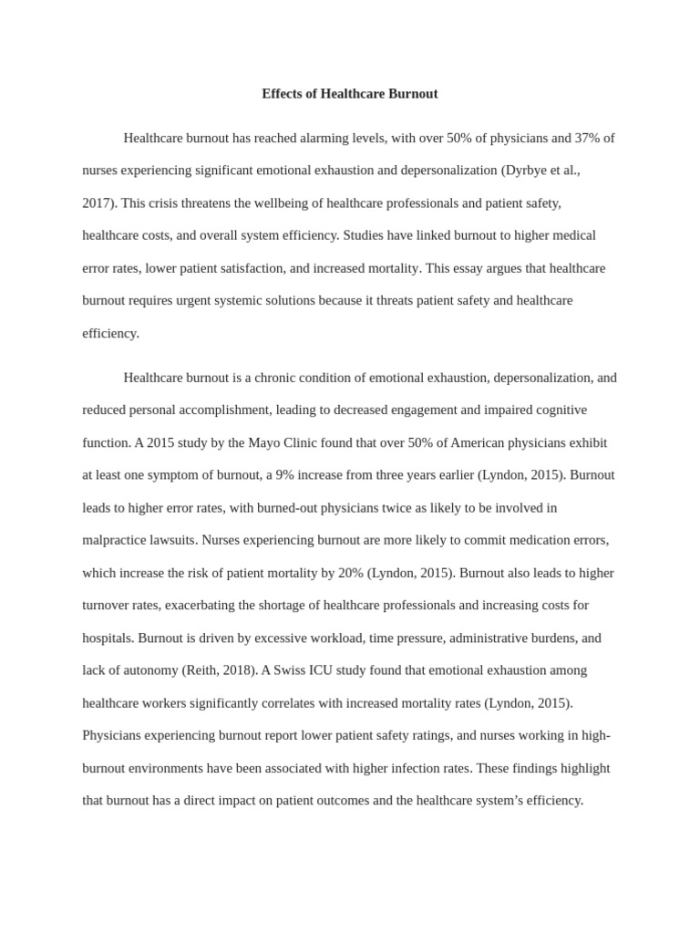 Impact of Healthcare Burnout on Safety | PDF | Occupational Burnout ...